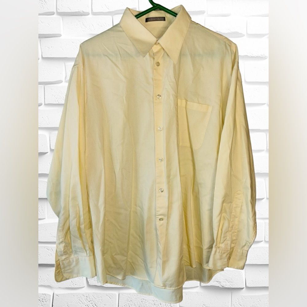 Perry Ellis Men’s 16.5 33 Pale Butter Yellow Long Sleeved Casual Button Up Shirt
